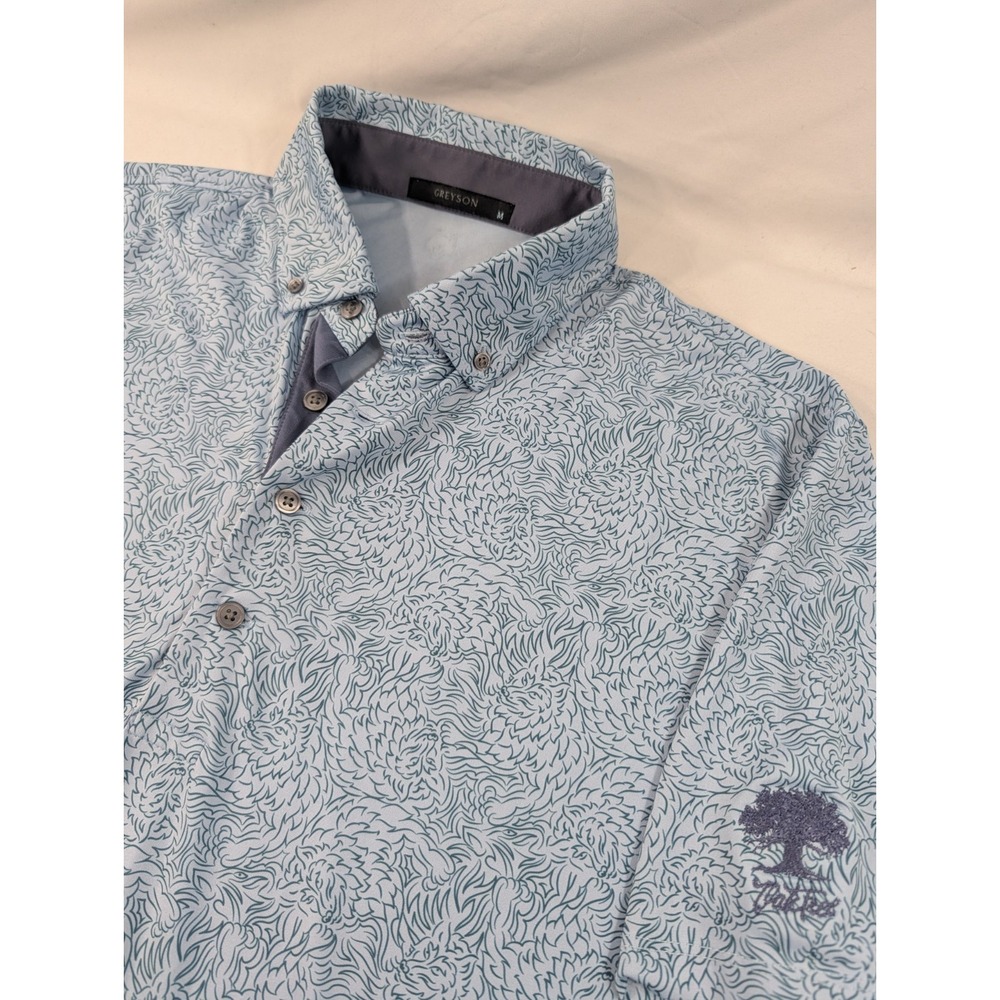 Greyson Men's M Golf Shirt Wolf Print Golf Polo Oak Tree National Golf Course